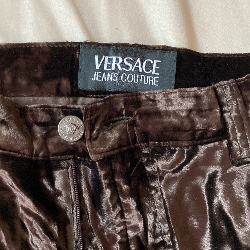 Runway Versace Jeans Suede pants chocolate brown never worn, women’s fits 2-6 W